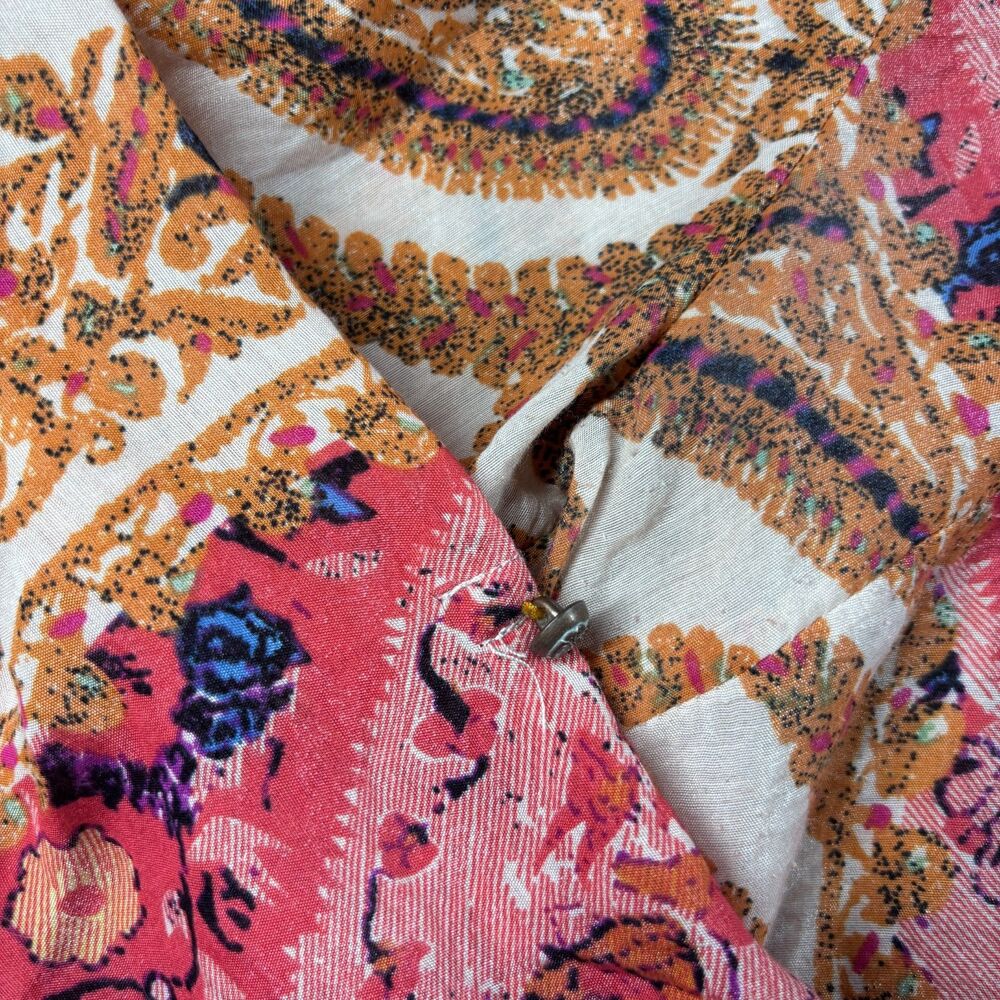 Soft Surroundings Brynn Boho Paisley Print Velvet Silk Trim Tunic Top Large H261 - Picture 4 of 11